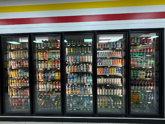 Cold Beverages Wall inside Vista Food Mart